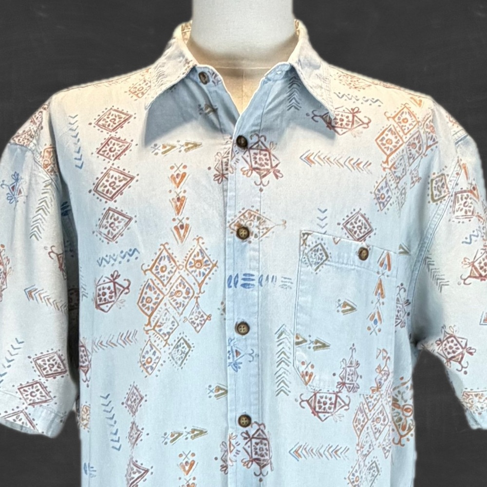 VINTAGE Territory Ahead Southwest Aztec Art button down shirt men’s cotton‎ 90s